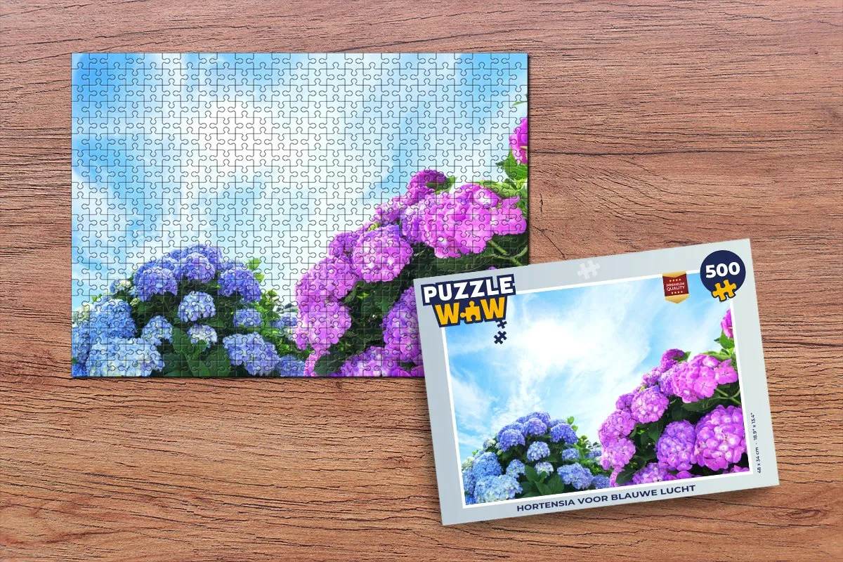 PuzzleWow Hortensia Legpuzzel 500 Stuks - Multicolor