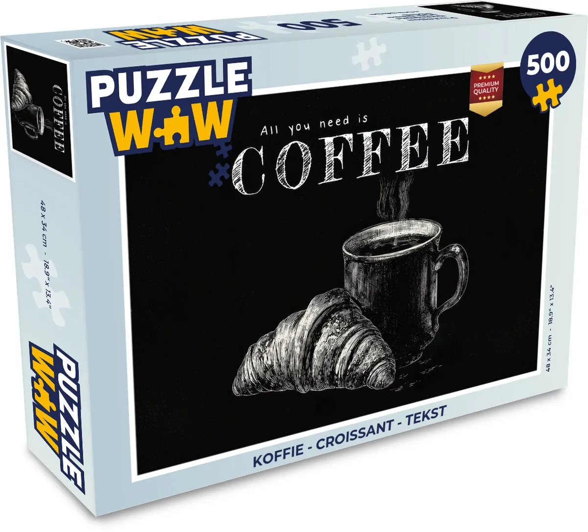 PuzzleWow Koffie Croissant Legpuzzel 500 Stuks - Multicolor
