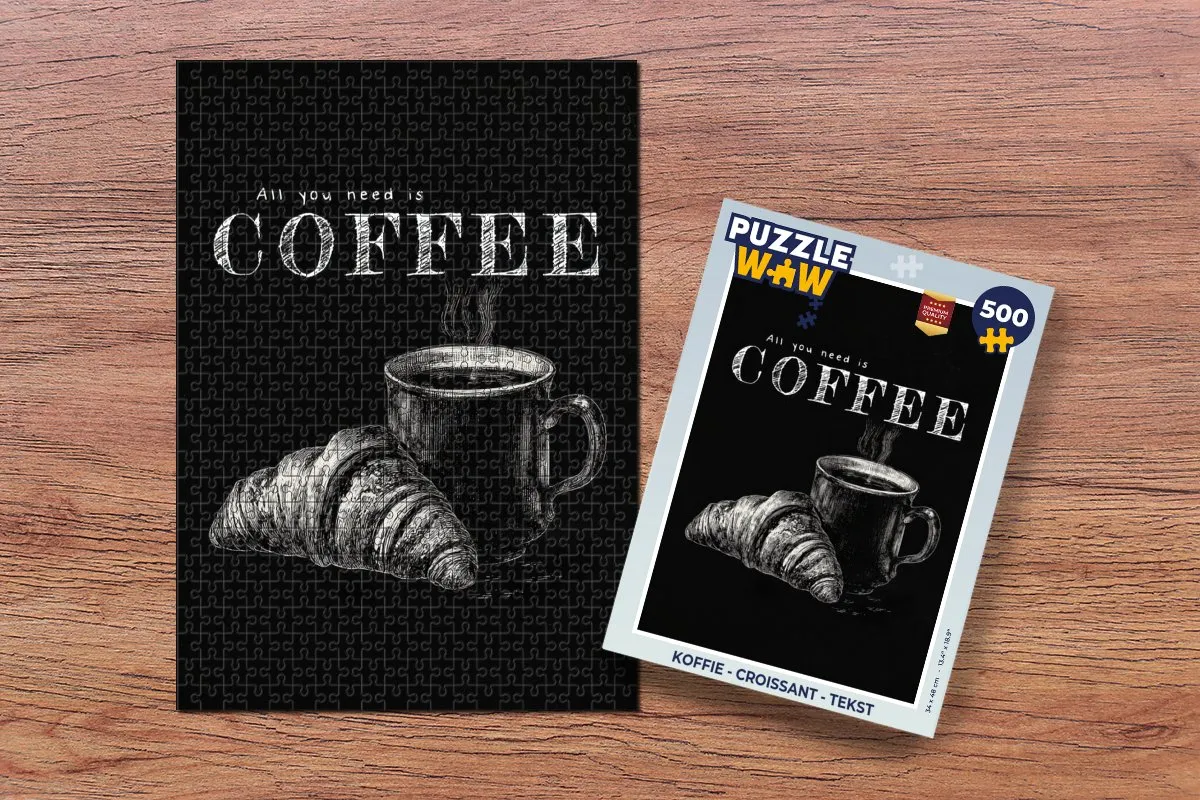 PuzzleWow Koffie Croissant Legpuzzel 500 Stuks - Multicolor