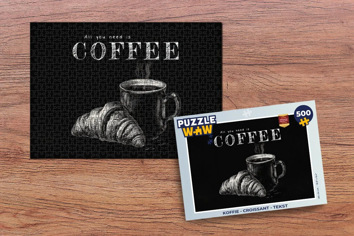 PuzzleWow Koffie Croissant Legpuzzel 500 Stuks - Multicolor