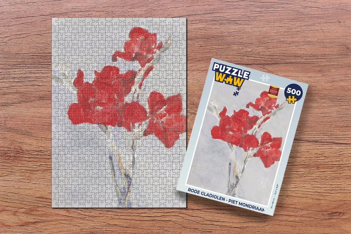PuzzleWow Piet Mondriaan Rode Gladiolen Legpuzzel 500 Stuks