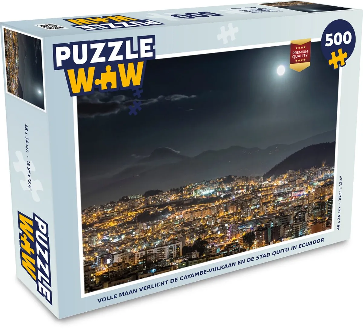 PuzzleWow Volle Maan Cayambe Vulkaan Quito Legpuzzel 500 Stuks - Multicolor