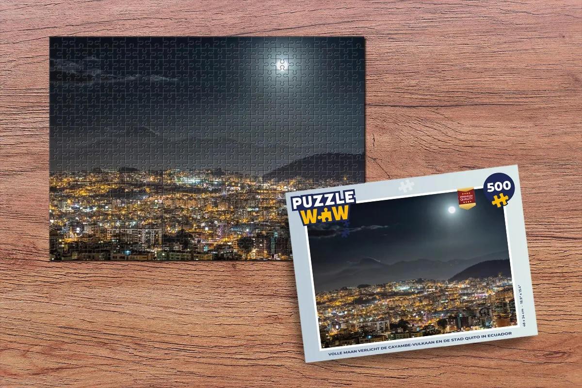 PuzzleWow Volle Maan Cayambe Vulkaan Quito Legpuzzel 500 Stuks - Multicolor