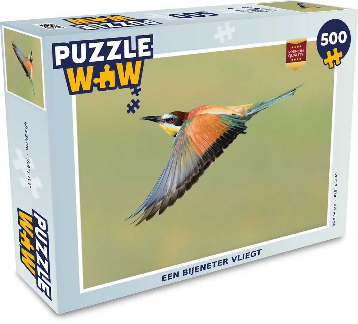 PuzzleWow Een Bijeneter vliegt Legpuzzel 500 Stuks - Multicolor