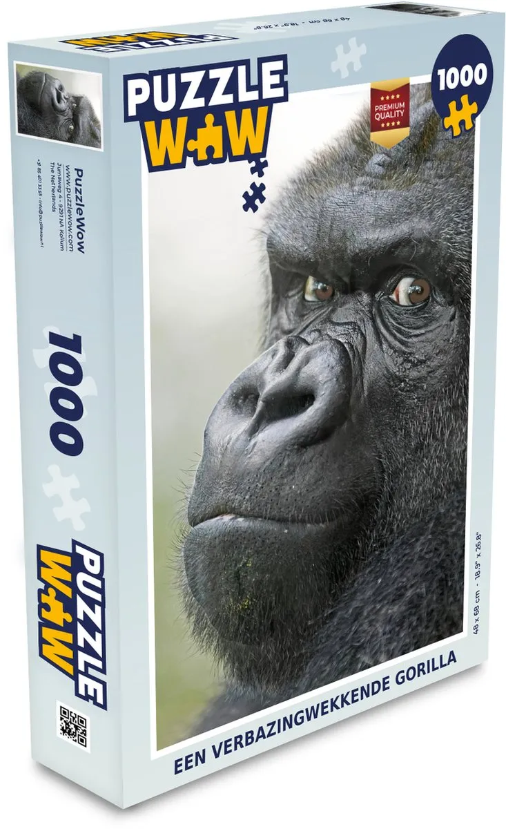 PuzzleWow Gorilla Legpuzzel 1000 Stuks - Multicolor