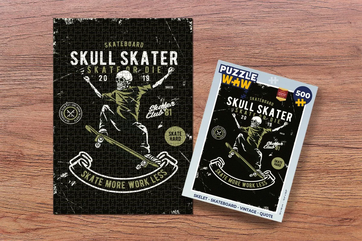 PuzzleWow Skelet Skateboard Legpuzzel 500 Stuks - Multicolor