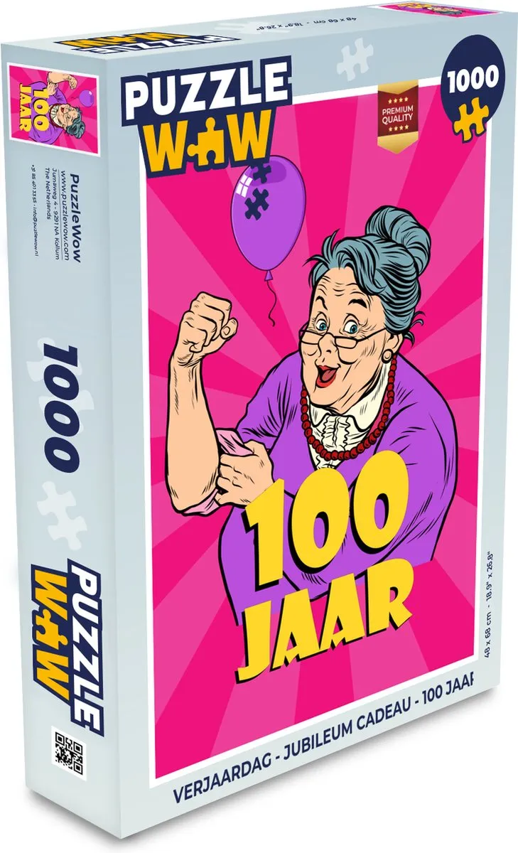 PuzzleWow 100 Jaar Legpuzzel 1000 Stuks - Multicolor
