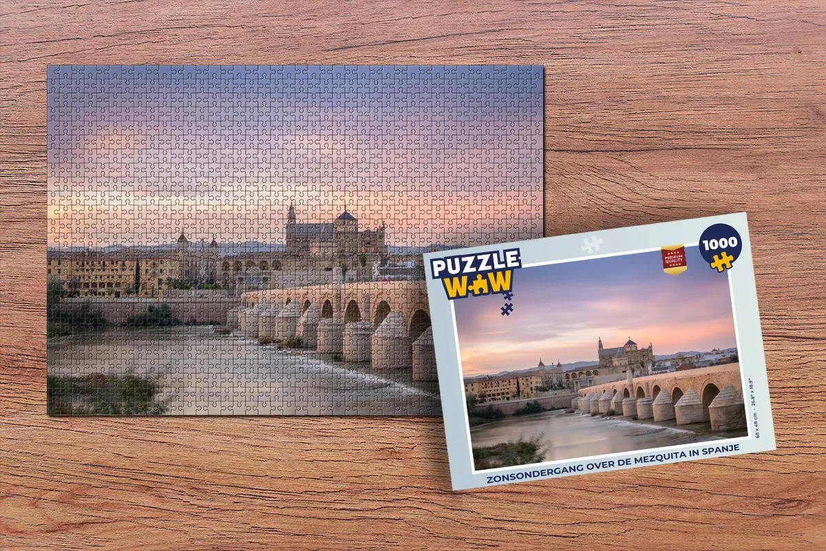 PuzzleWow Legpuzzel Zonsondergang Mezquita Spanje 1000 Stuks - Multicolor