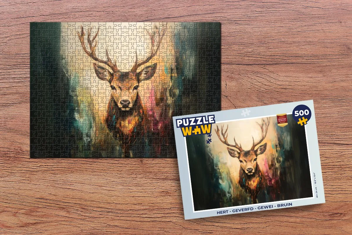 PuzzleWow Hert Gewei Legpuzzel 500 Stuks - Bruin