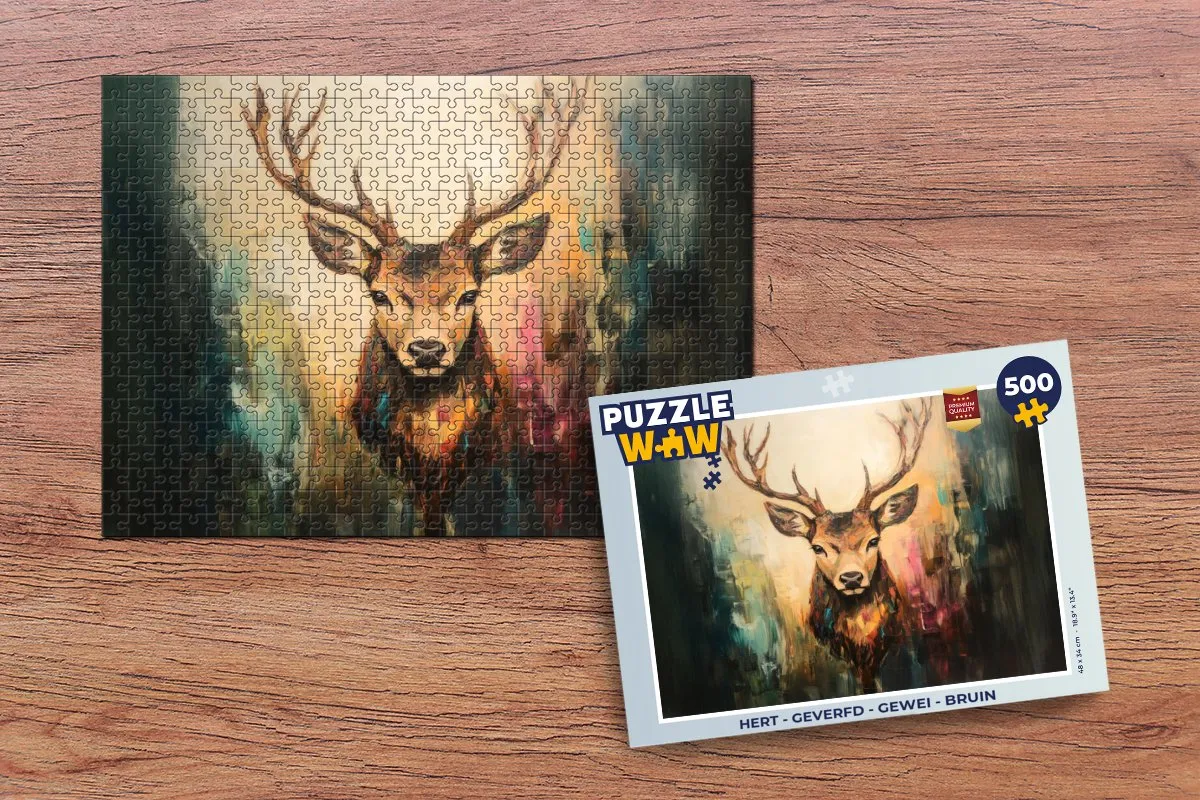 PuzzleWow Hert Gewei Legpuzzel 500 Stuks - Bruin
