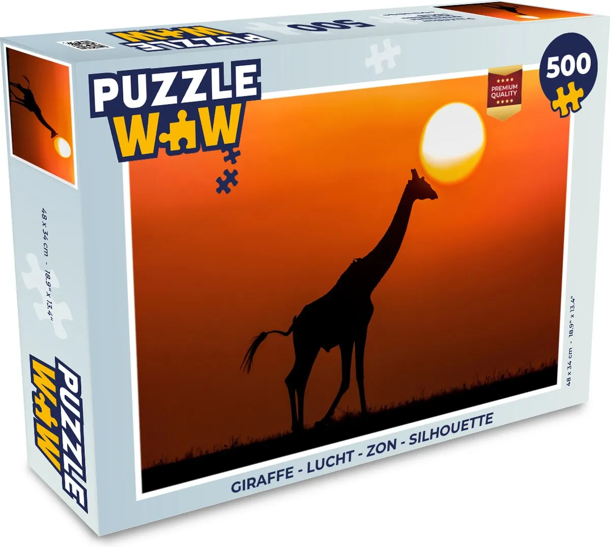 PuzzleWow Giraffe Silhouet Legpuzzel 500 Stuks - Multicolor