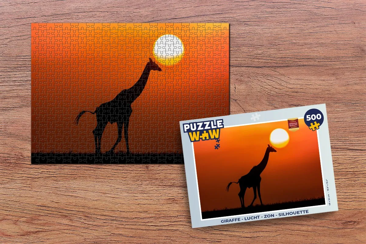 PuzzleWow Giraffe Silhouet Legpuzzel 500 Stuks - Multicolor