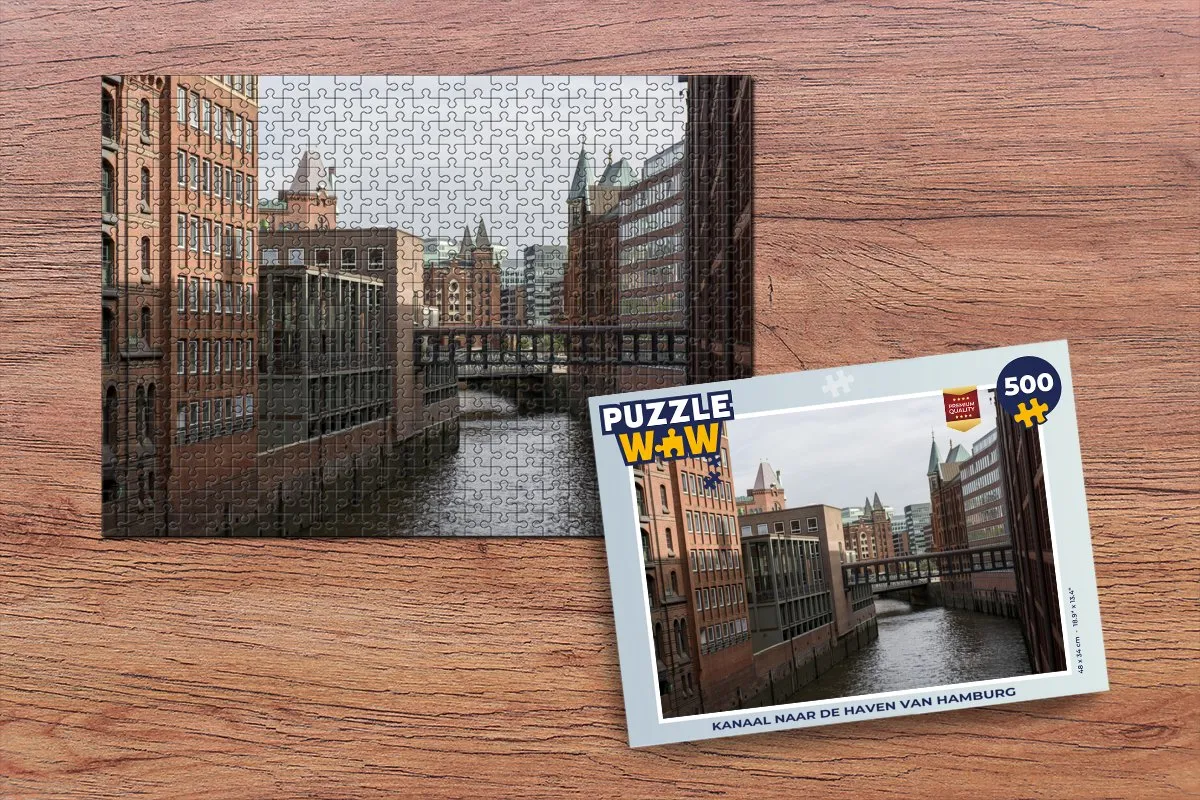 PuzzleWow Rivier Hamburg Stad Legpuzzel 500 Stuks - Multicolor