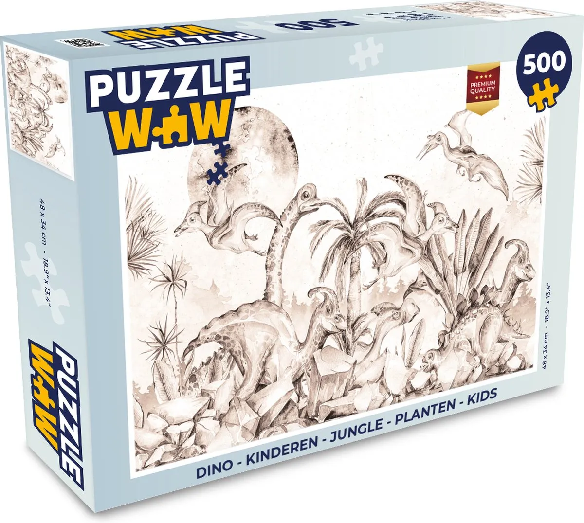 PuzzleWow Dino Jungle Legpuzzel 500 Stuks - Multicolor
