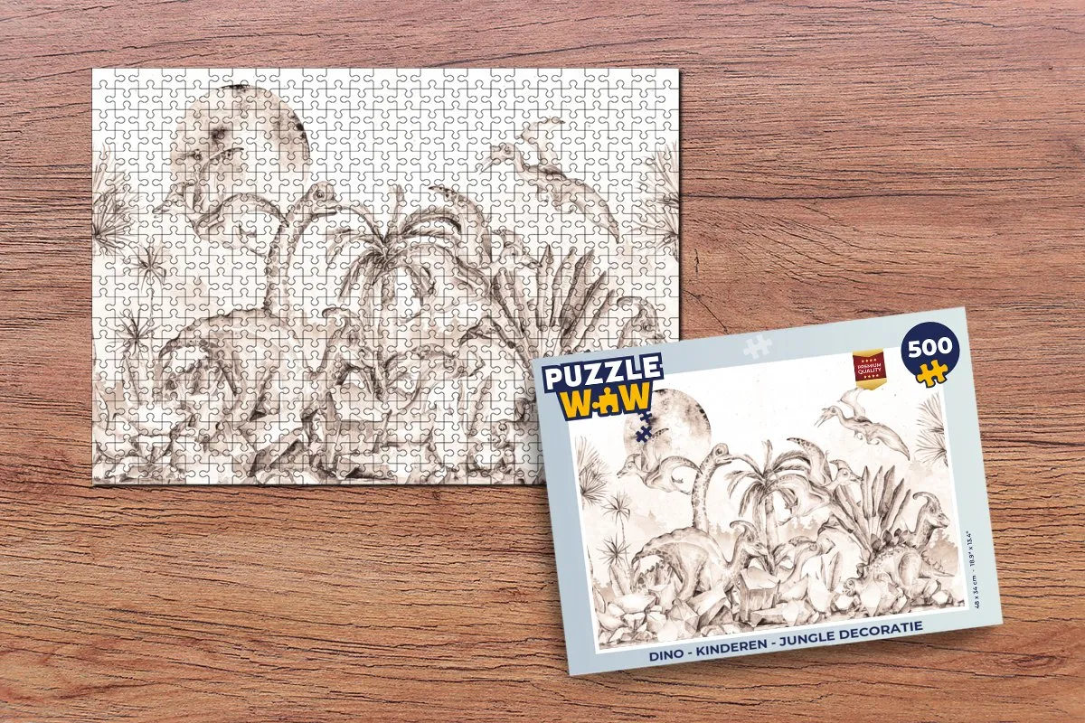 PuzzleWow Dino Jungle Legpuzzel 500 Stuks - Multicolor