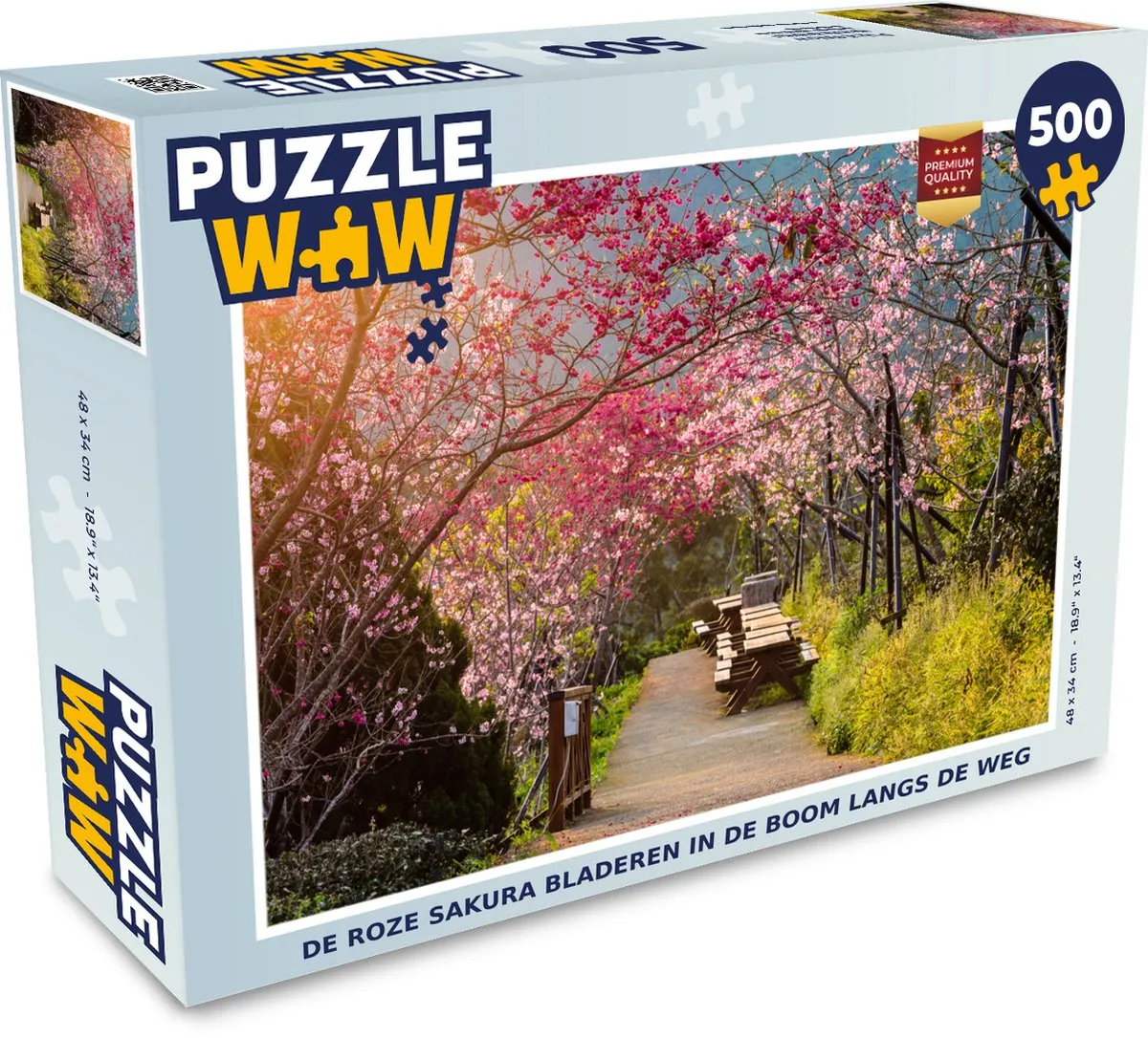 PuzzleWow Legpuzzel 500 Stuks - De roze sakura bladeren - Multicolor