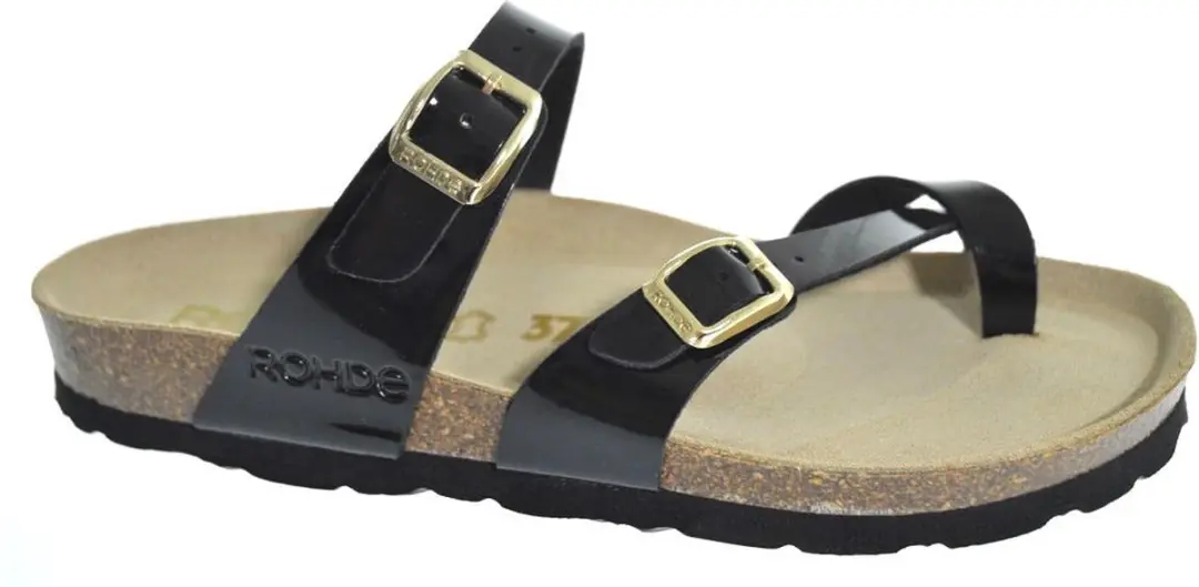Rohde Teenslippers zacht voetbed Zwart Lak