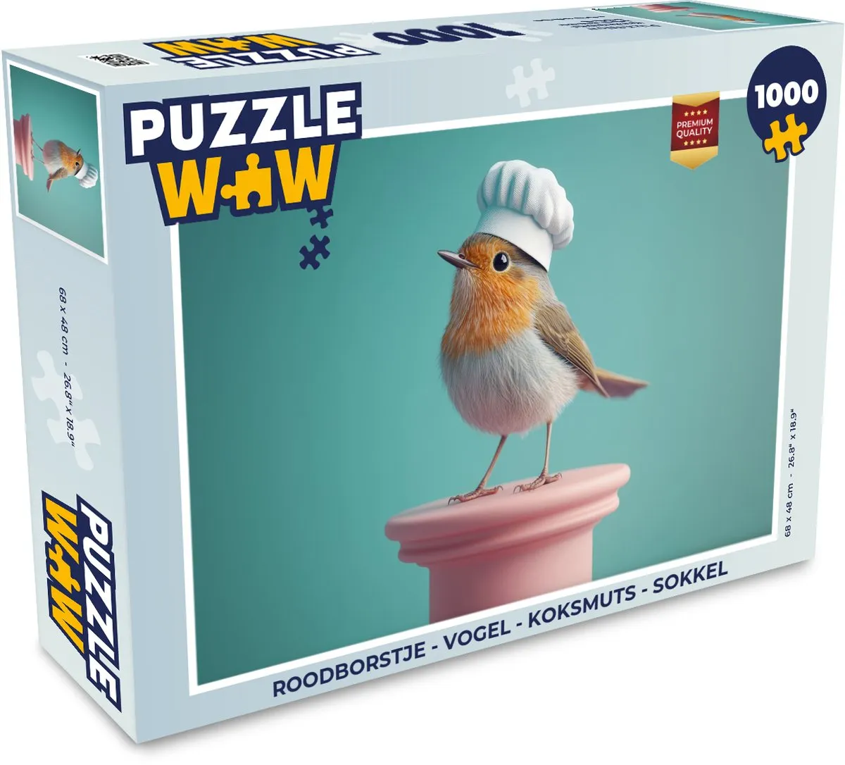 PuzzleWow Roodborstje Legpuzzel 1000 Stuks - Kokmuts - Rood/Groen