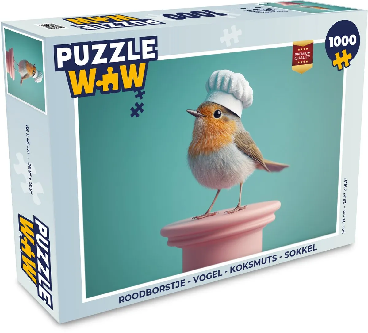 PuzzleWow Roodborstje Legpuzzel 1000 Stuks - Kokmuts - Rood/Groen