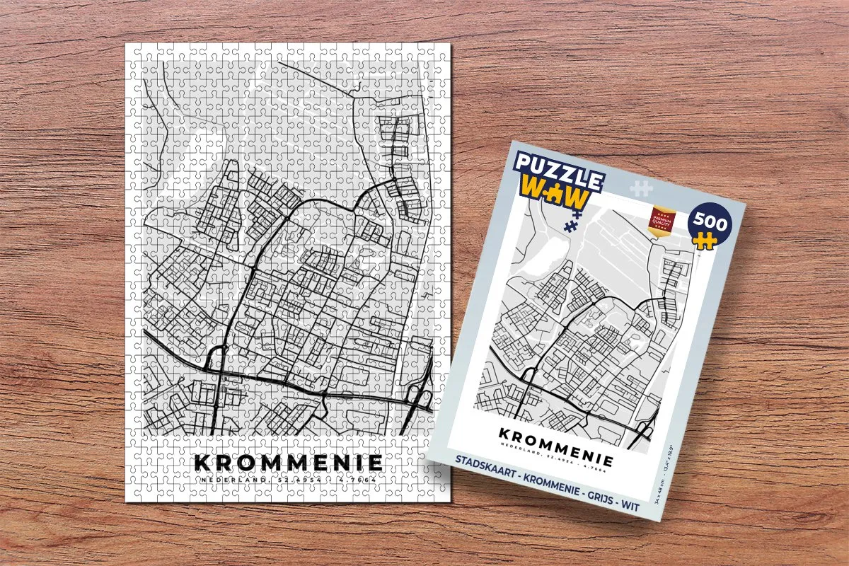 PuzzleWow Stadskaart Krommenie Legpuzzel 500 Stuks - Multicolor