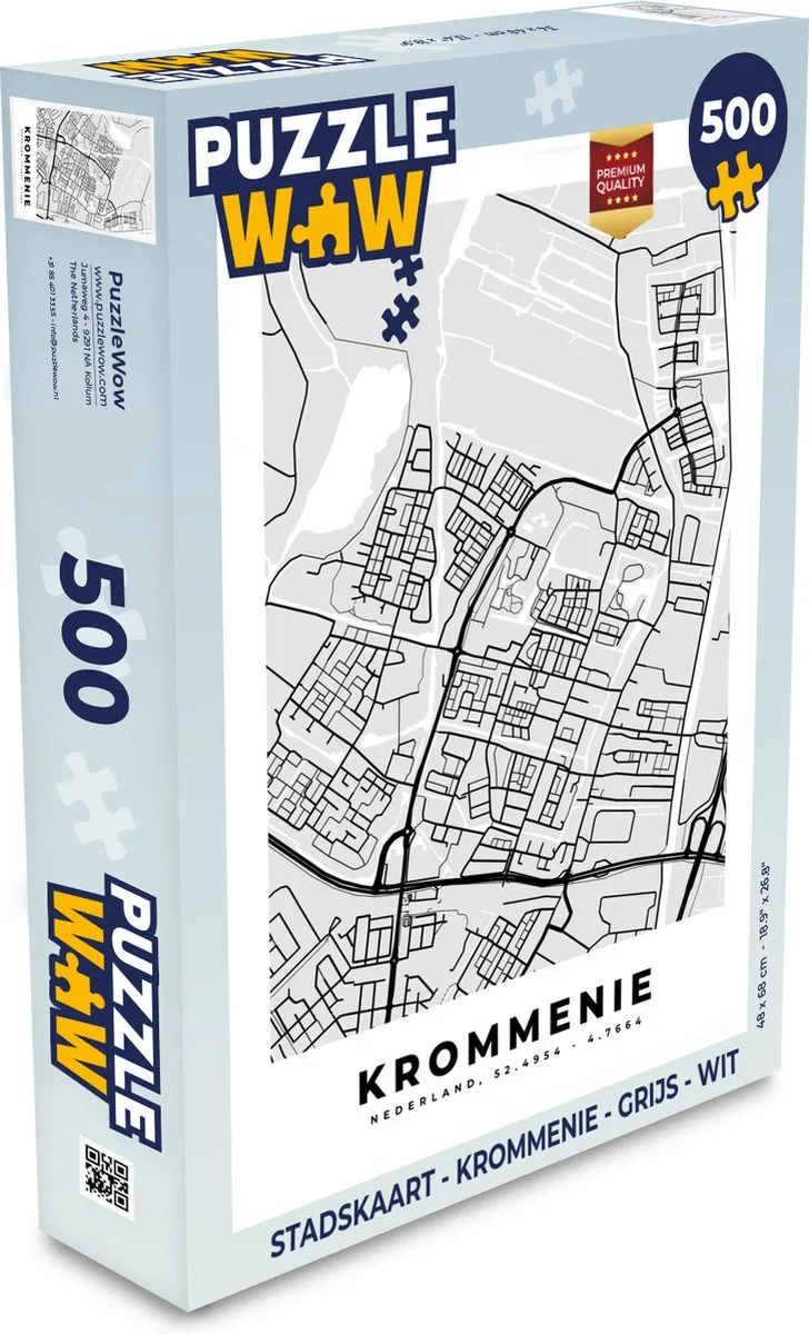 PuzzleWow Stadskaart Krommenie Legpuzzel 500 Stuks - Multicolor