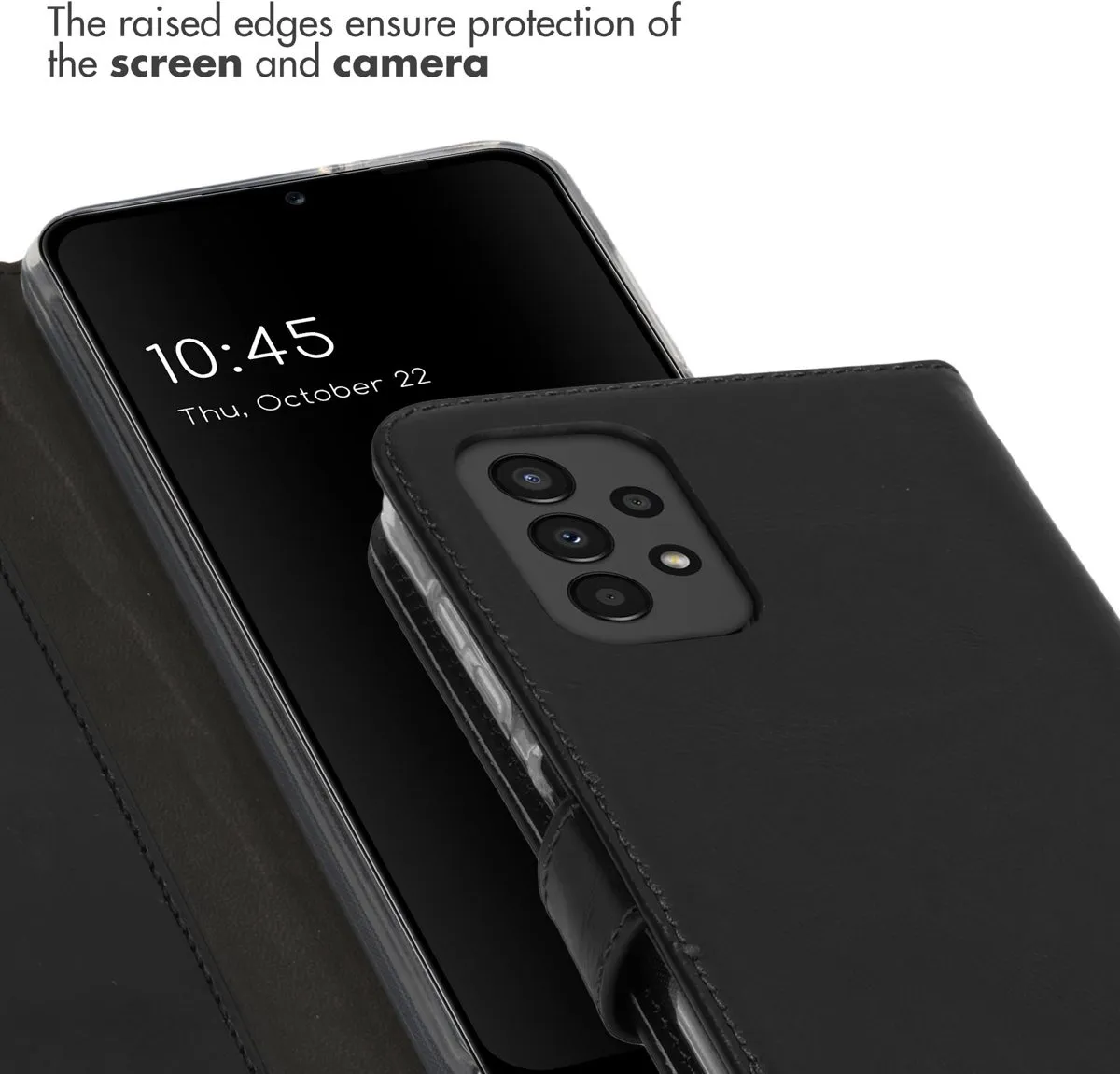 Selencia Hoesje Samsung Galaxy A13 4G - Echt Lederen Bookcase Zwart