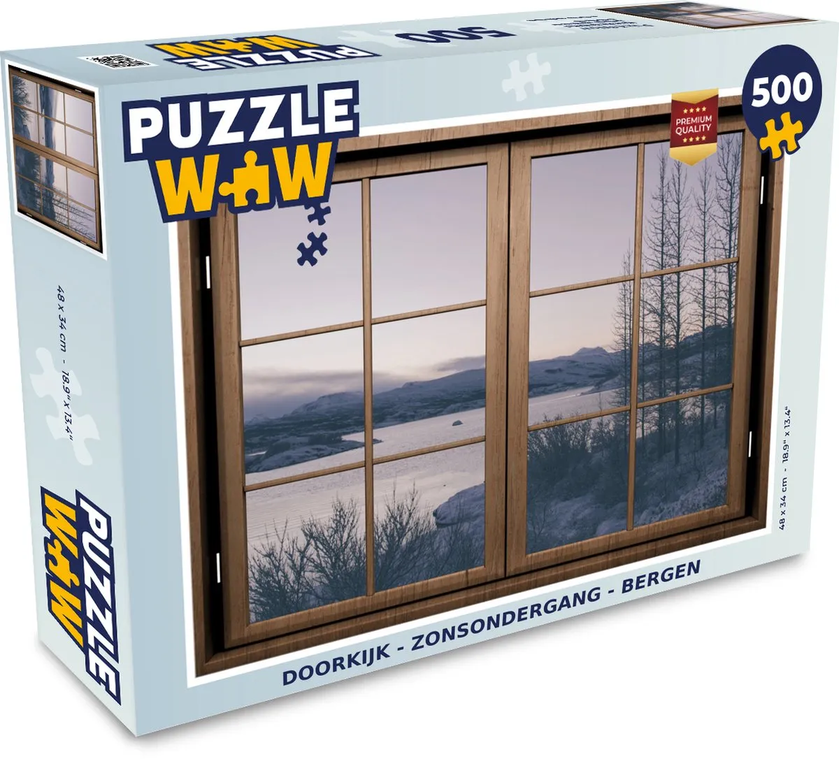 PuzzleWow Doorkijk Zonsondergang Legpuzzel 500 Stuks - Multicolor