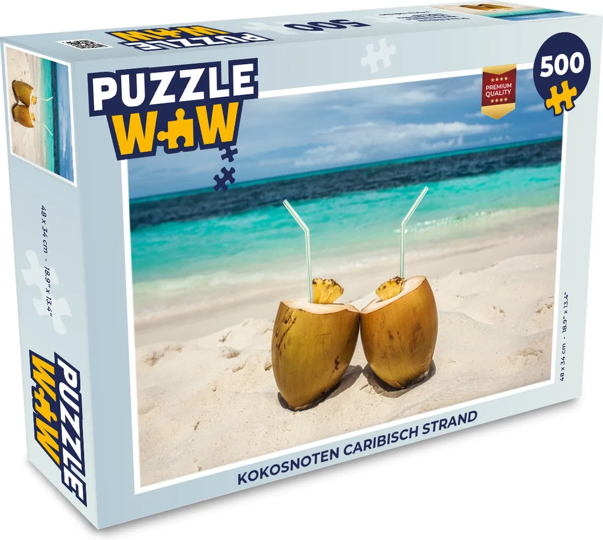 PuzzleWow Kokosnoten Caribisch Strand Legpuzzel 500 Stuks