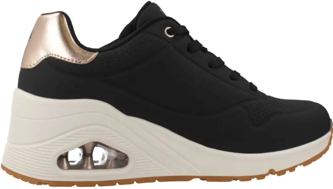 Skechers Dames Street UNO Wedge-Hi Steps Sneakers 177520 BLK Zwart