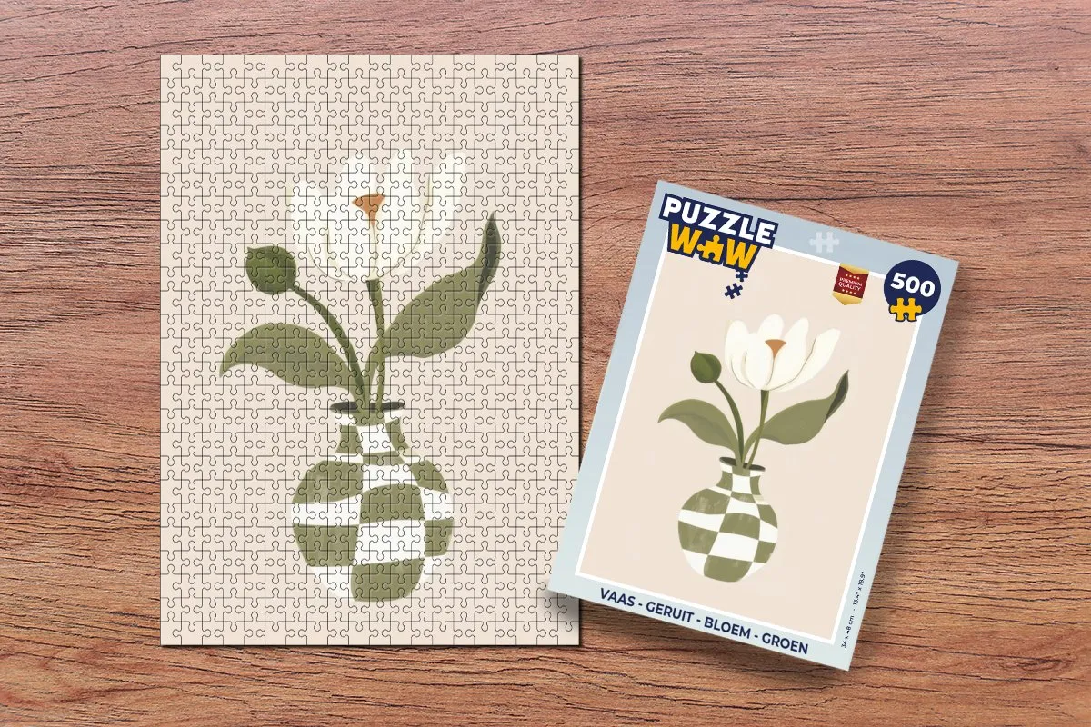 PuzzleWow Vaas Bloem Groen Legpuzzel 500 Stuks