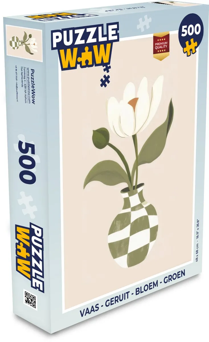 PuzzleWow Vaas Bloem Groen Legpuzzel 500 Stuks