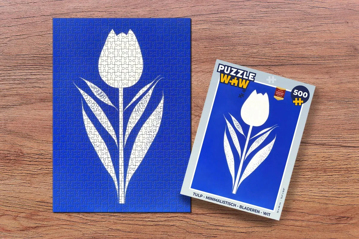 PuzzleWow Minimalistisch Tulp Legpuzzel 500 Stuks - Wit