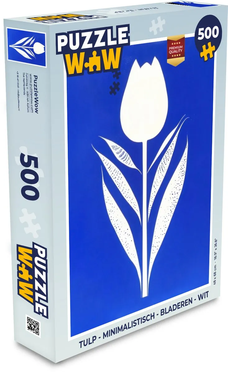 PuzzleWow Minimalistisch Tulp Legpuzzel 500 Stuks - Wit