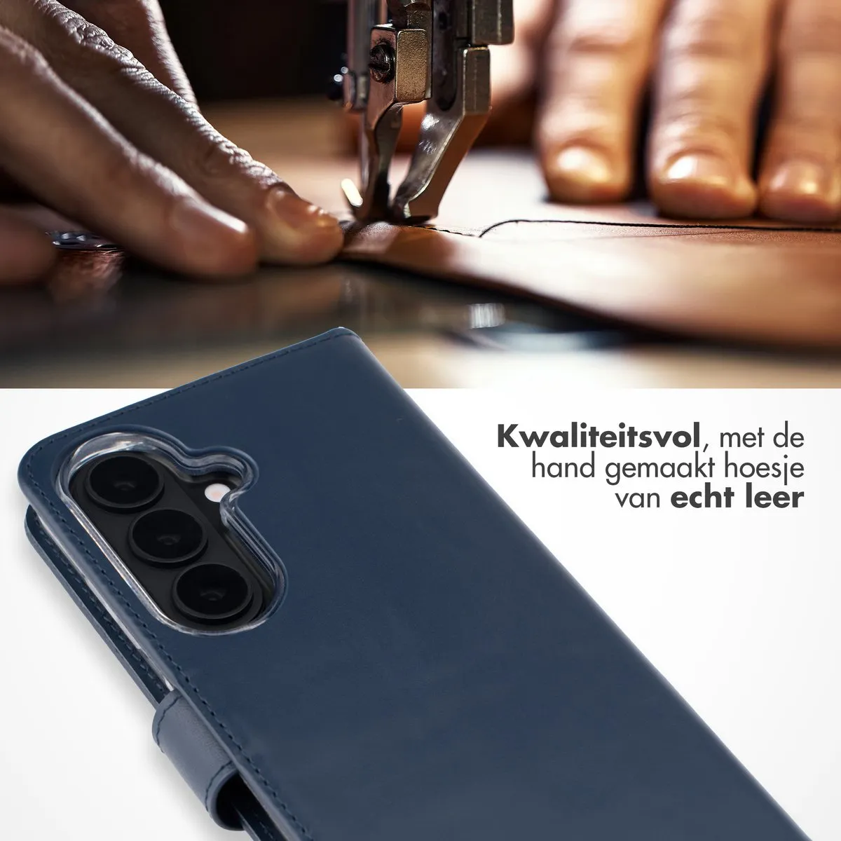 Selencia Hoesje Samsung Galaxy S26 Donkerblauw - Lederen Bookcase 3 Pasjes