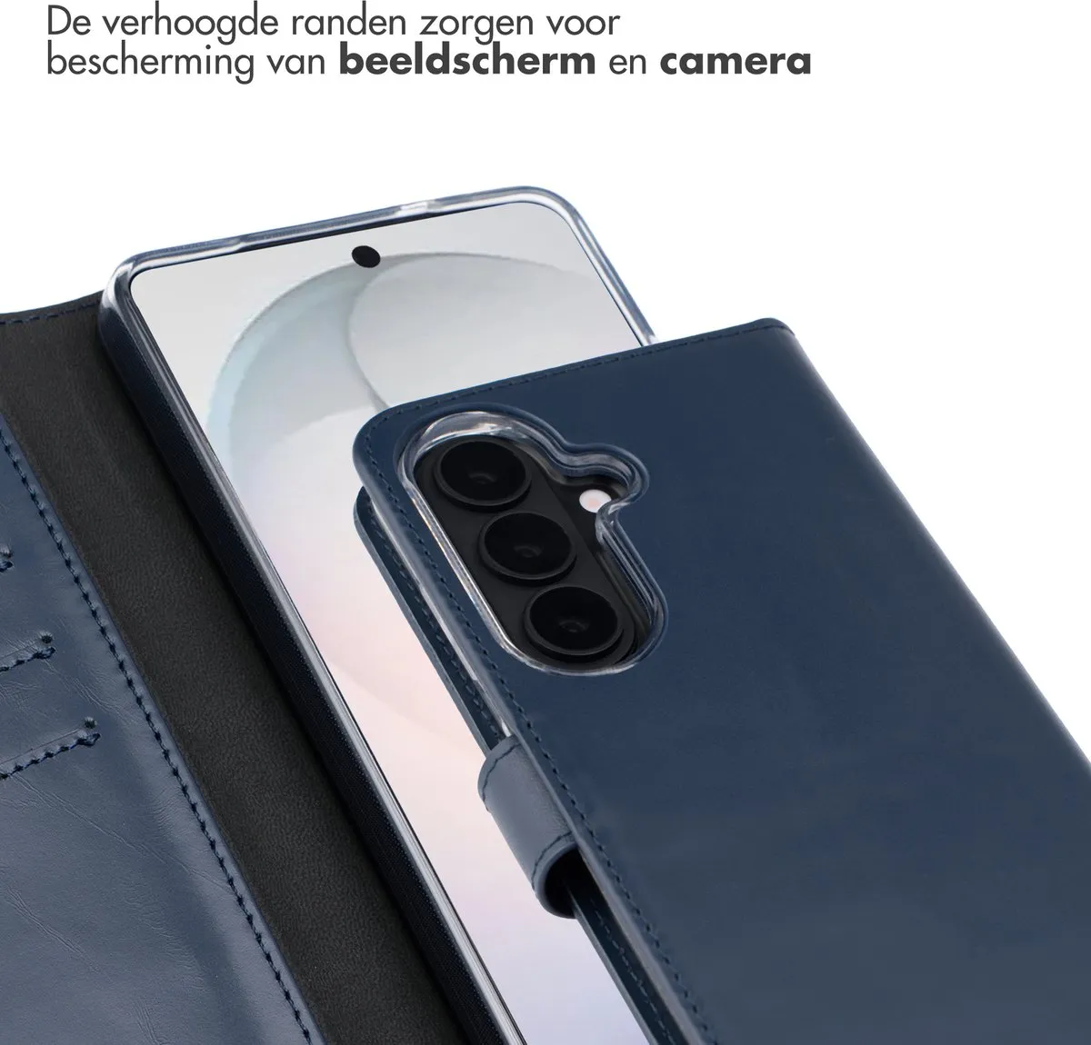 Selencia Hoesje Samsung Galaxy S26 Donkerblauw - Lederen Bookcase 3 Pasjes