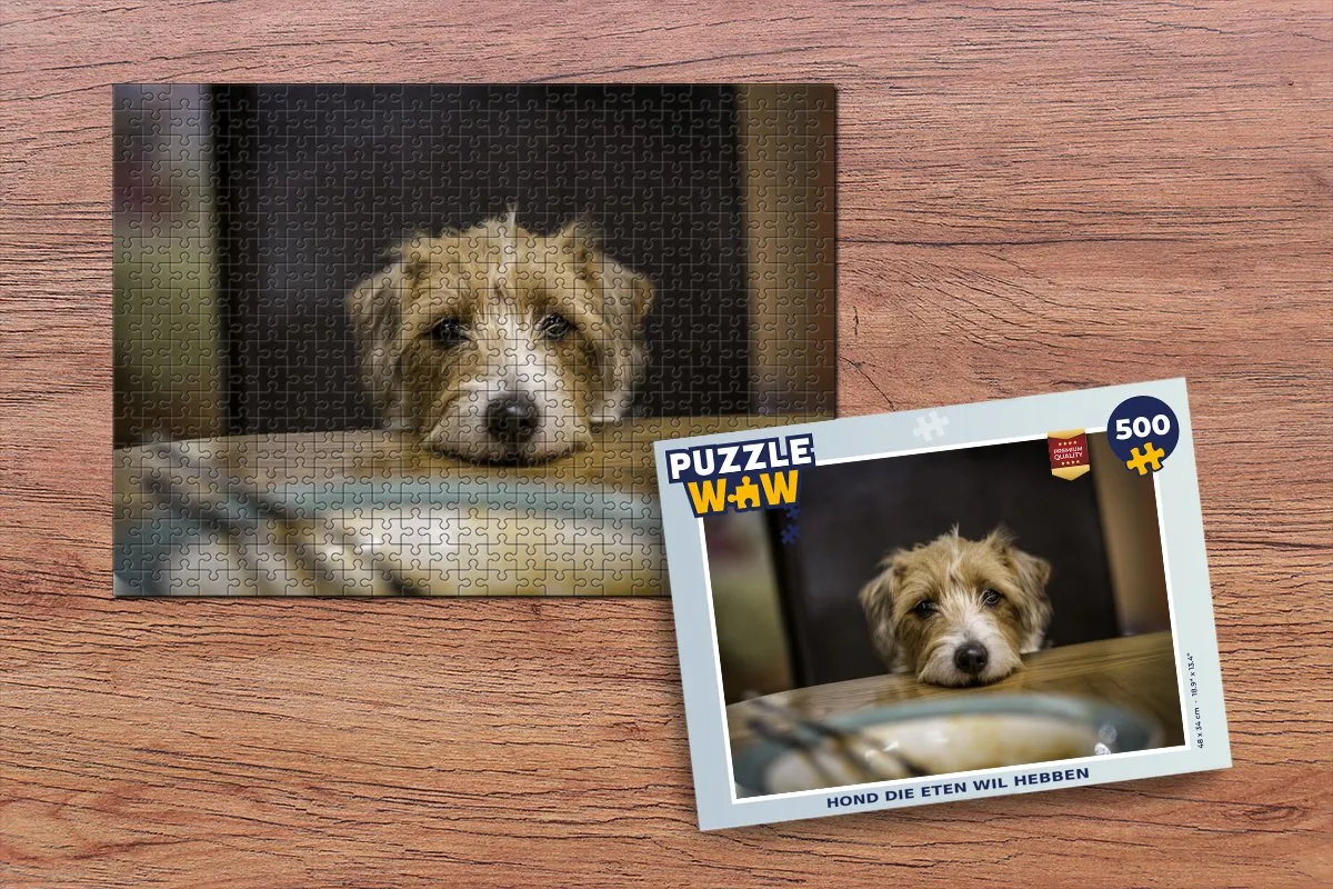 PuzzleWow Hond die eten wil hebben Legpuzzel 500 Stuks - Multicolor