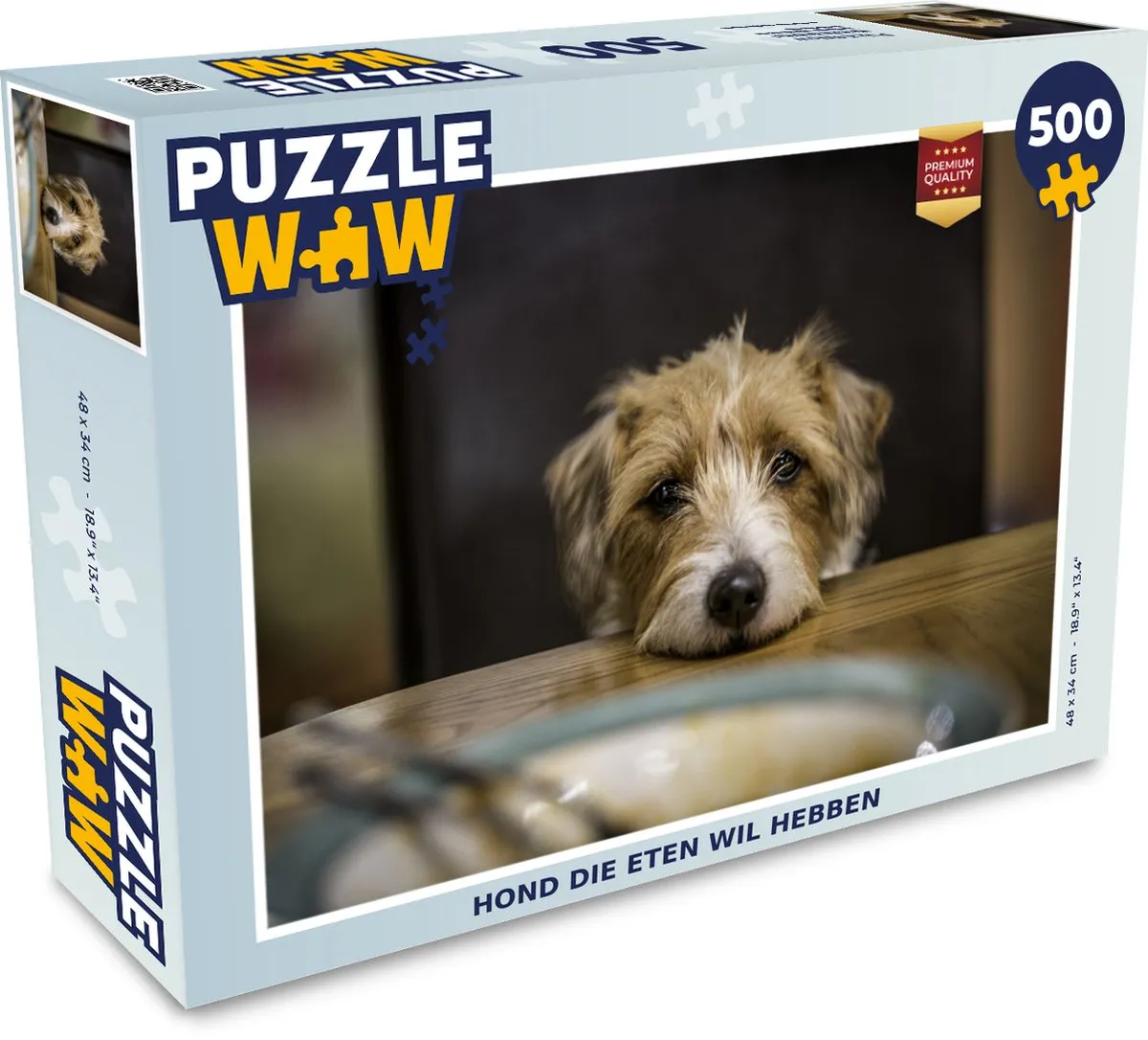 PuzzleWow Hond die eten wil hebben Legpuzzel 500 Stuks - Multicolor