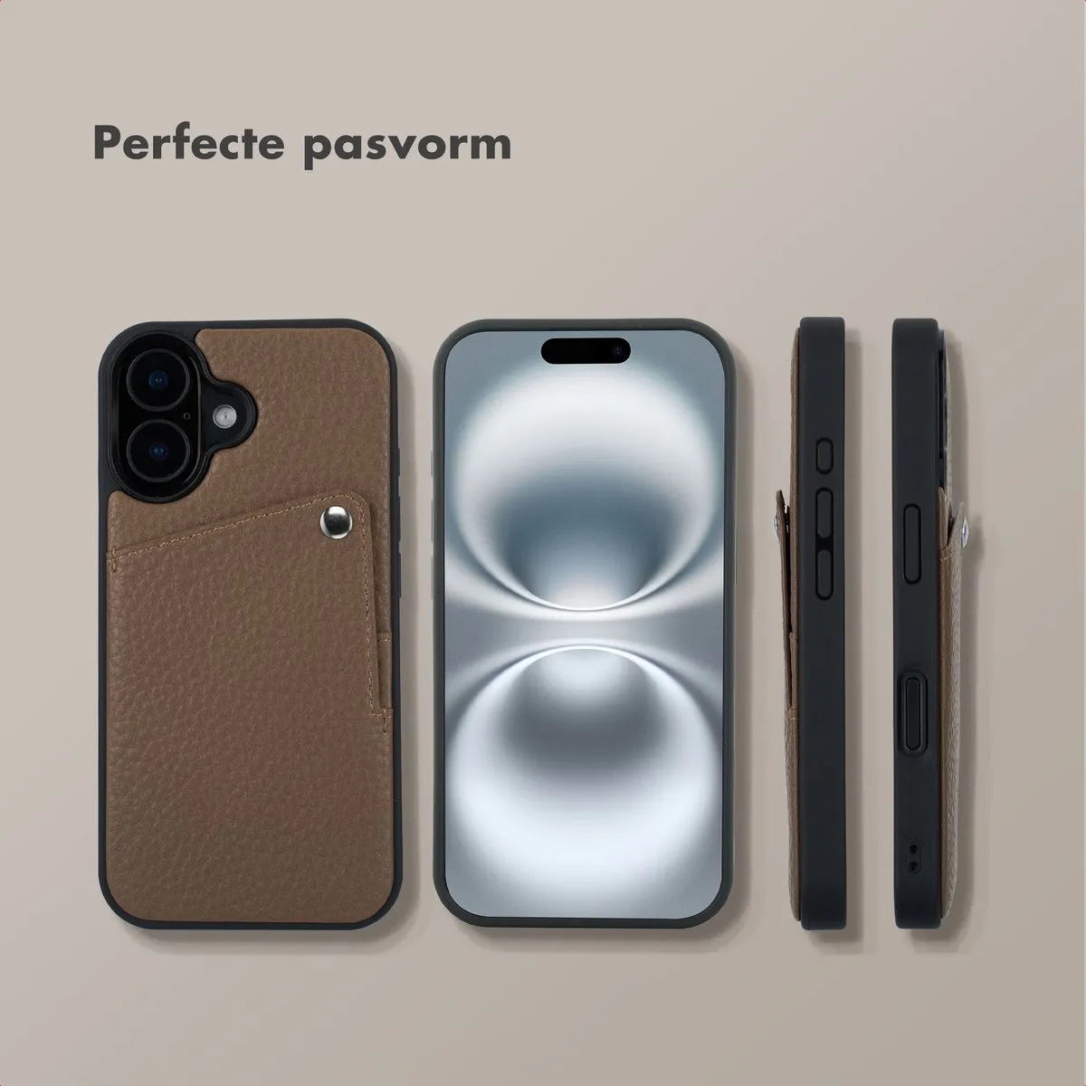 Selencia Hoesje iPhone 16 - Pashouder Mocha Brown - afbeelding 6 van 6