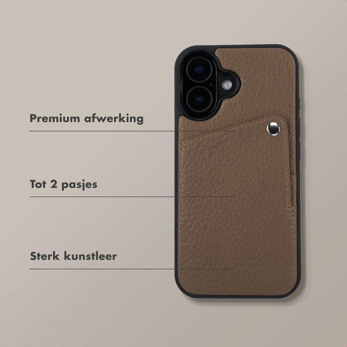 Selencia Hoesje iPhone 16 - Pashouder Mocha Brown