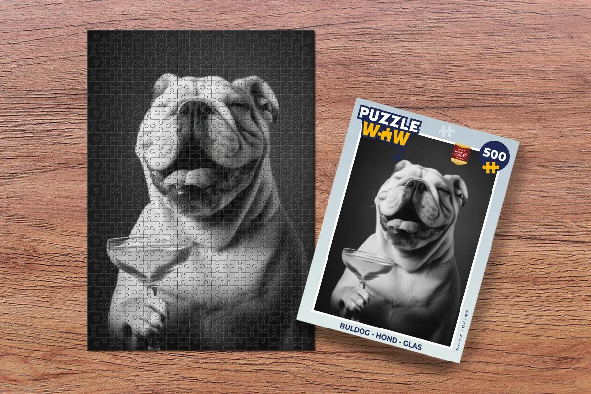 PuzzleWow Buldog Glas Legpuzzel 500 Stuks - MPN 8721414231669