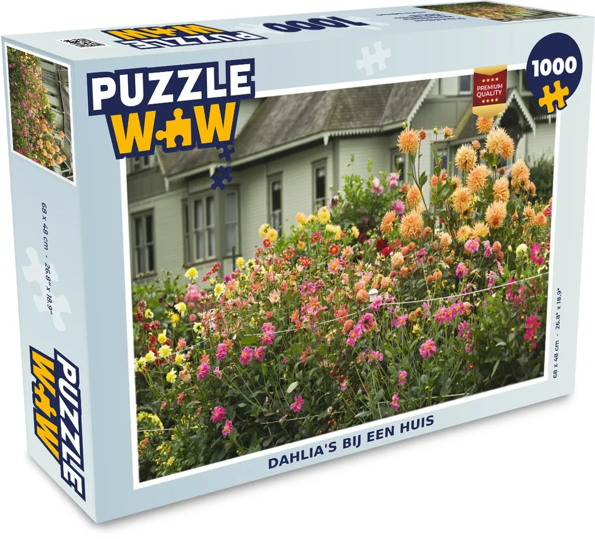 PuzzleWow Dahlia's bij een Huis Legpuzzel 1000 Stuks - Multicolor