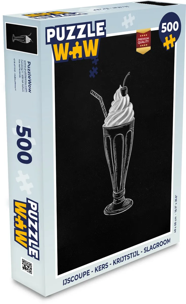 PuzzleWow IJscoupe Legpuzzel 500 Stuks - Kers/Slagroom