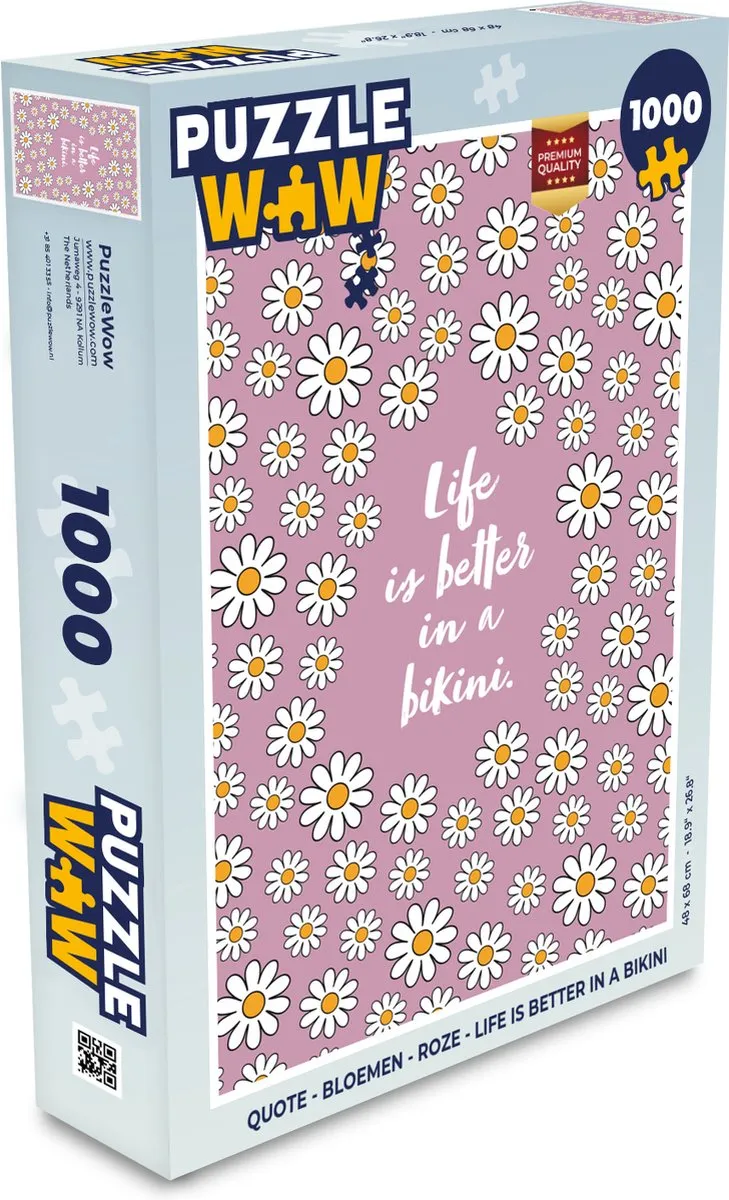 PuzzleWow Quote Bloemen Legpuzzel 1000 Stuks - Roze