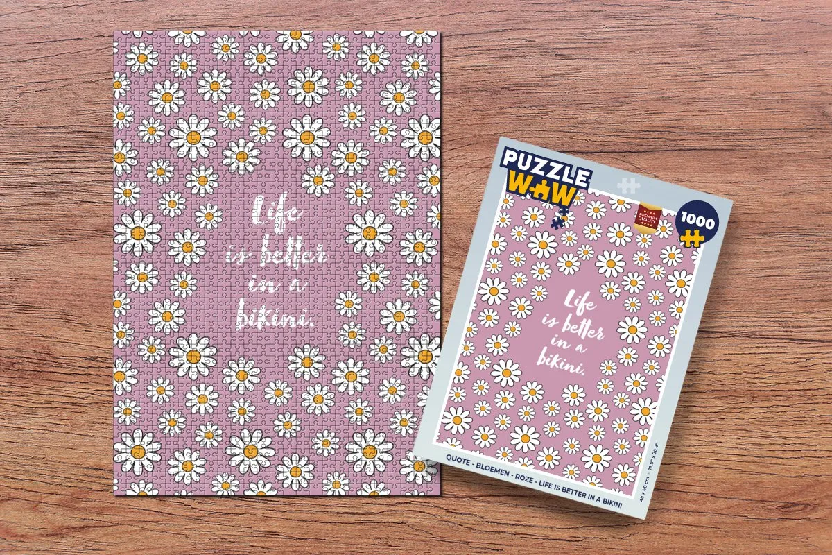 PuzzleWow Quote Bloemen Legpuzzel 1000 Stuks - Roze