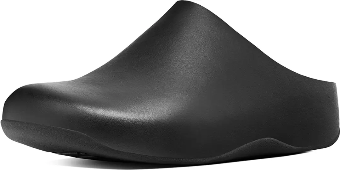 FitFlop Shuv Leren Pantoffels/Sloffen ZWART