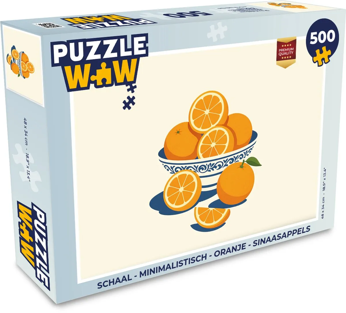 PuzzleWow Minimalistische Puzzel 500 Stuks - Oranje