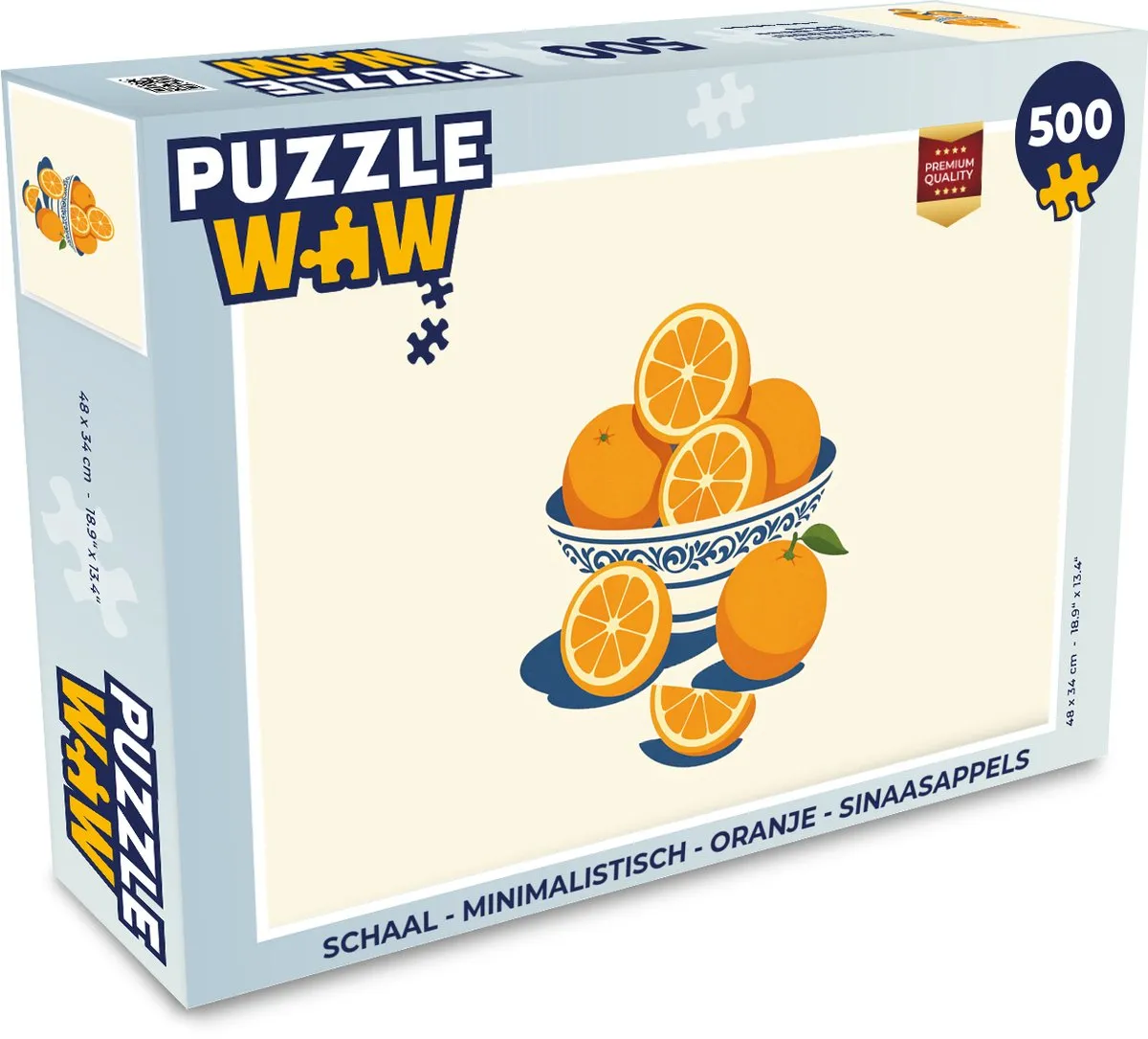 PuzzleWow Minimalistische Puzzel 500 Stuks - Oranje