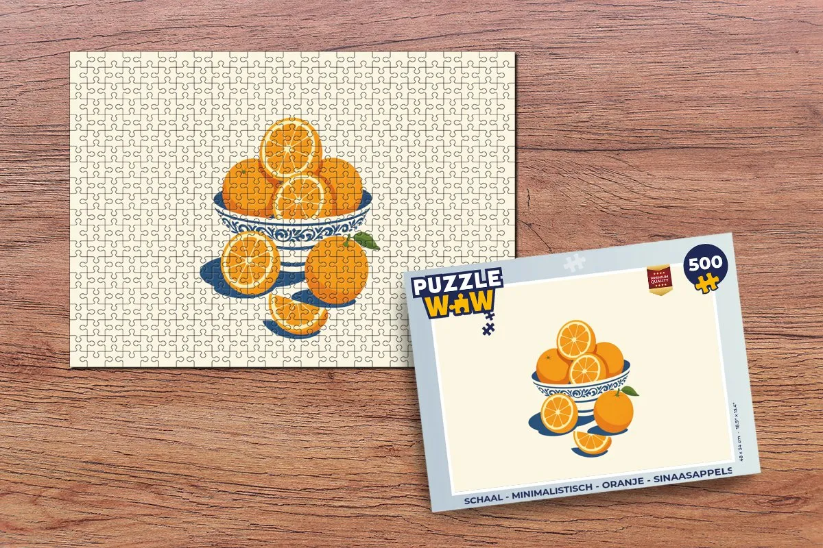 PuzzleWow Minimalistische Puzzel 500 Stuks - Oranje
