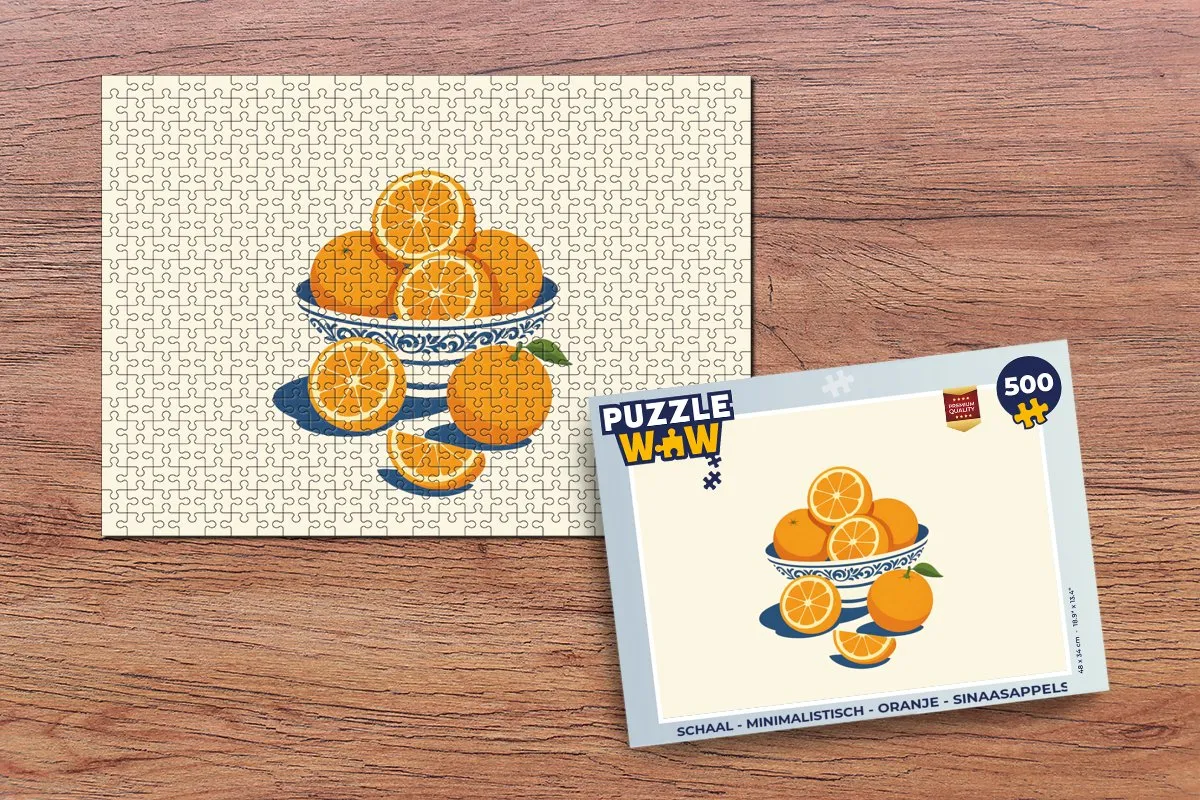 PuzzleWow Minimalistische Puzzel 500 Stuks - Oranje