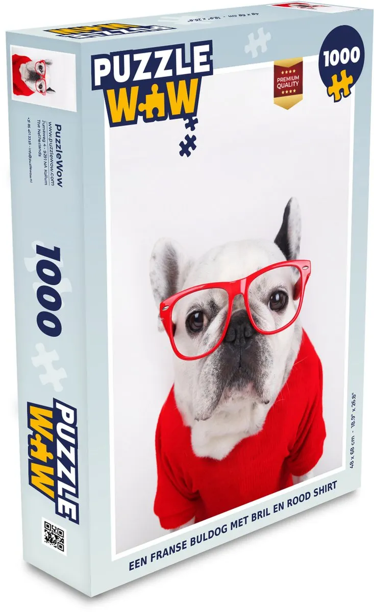 PuzzleWow Franse Bulldog Legpuzzel 1000 Stuks - Multicolor